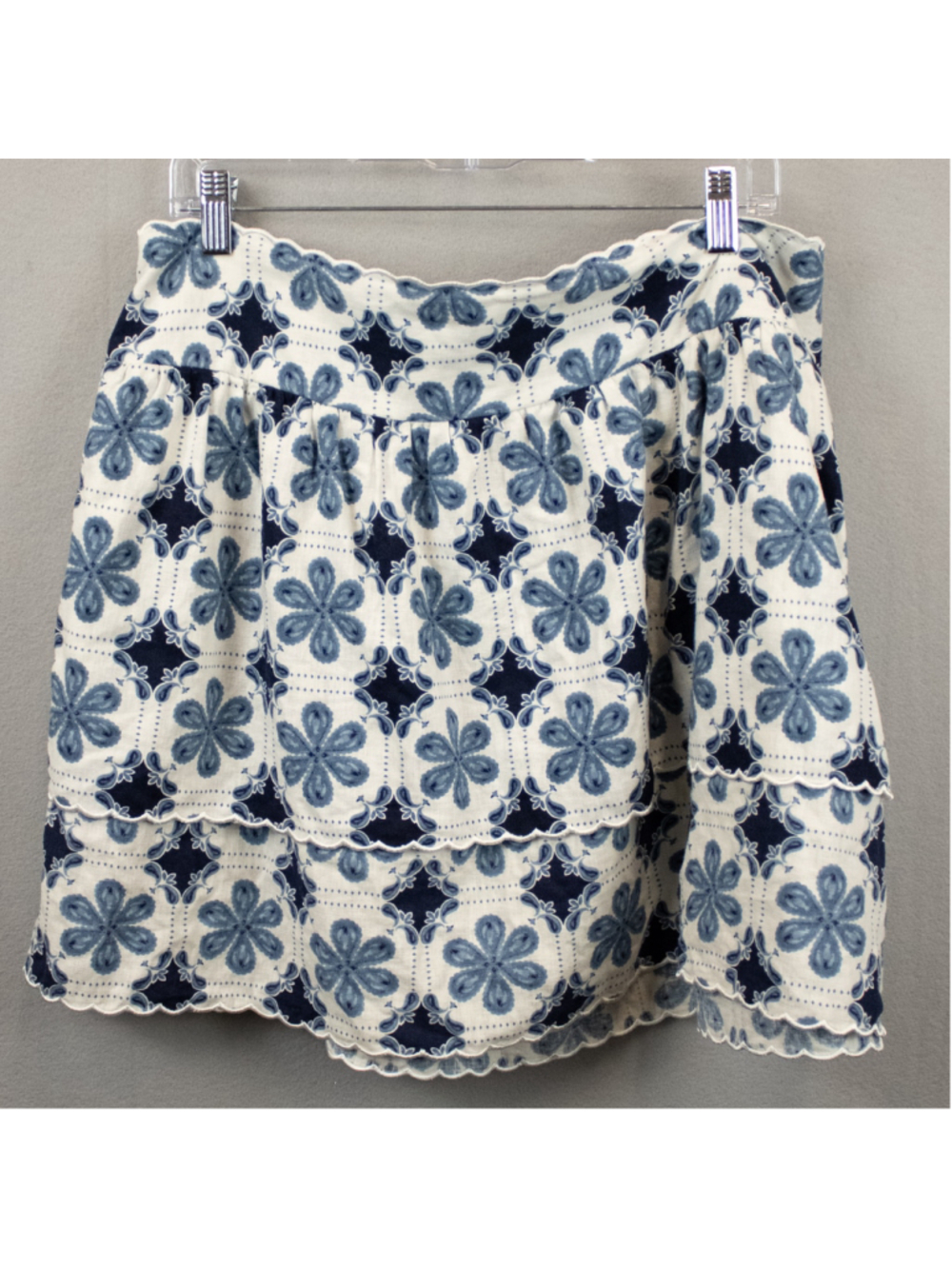Agua Bendita x Target white blue linen blend tiered mini skirt-XXL